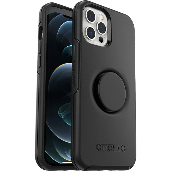 OtterBox + PopGrip Symmetry Series Case for iPhone 12 Pro Max ONLY, Built-in Popsocket - Retail Packaging - Black