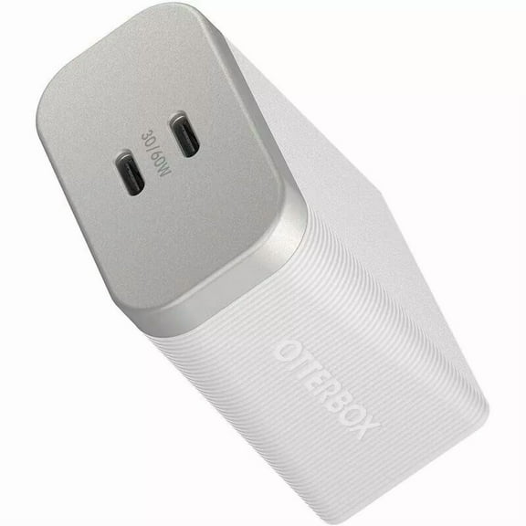 OtterBox Premium Pro Fast Charge USB-C Wall Charger - 60W Dual Port - Lunar Light (White)