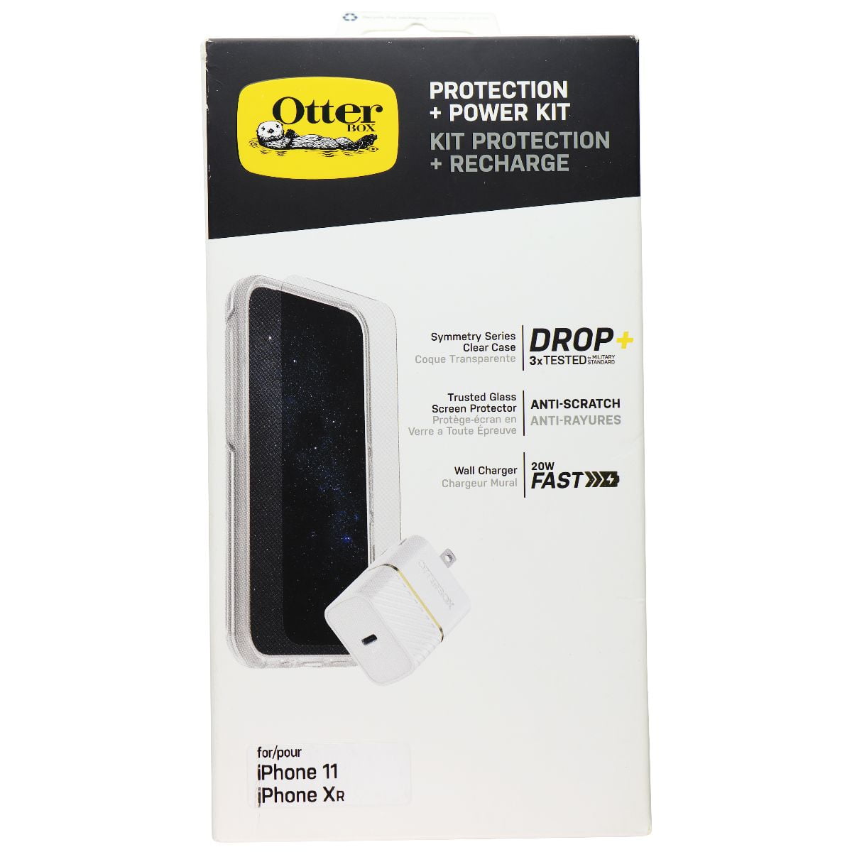 OtterBox Protection + Power Kit for Apple iPhone 11 and XR Clear/Glass/White