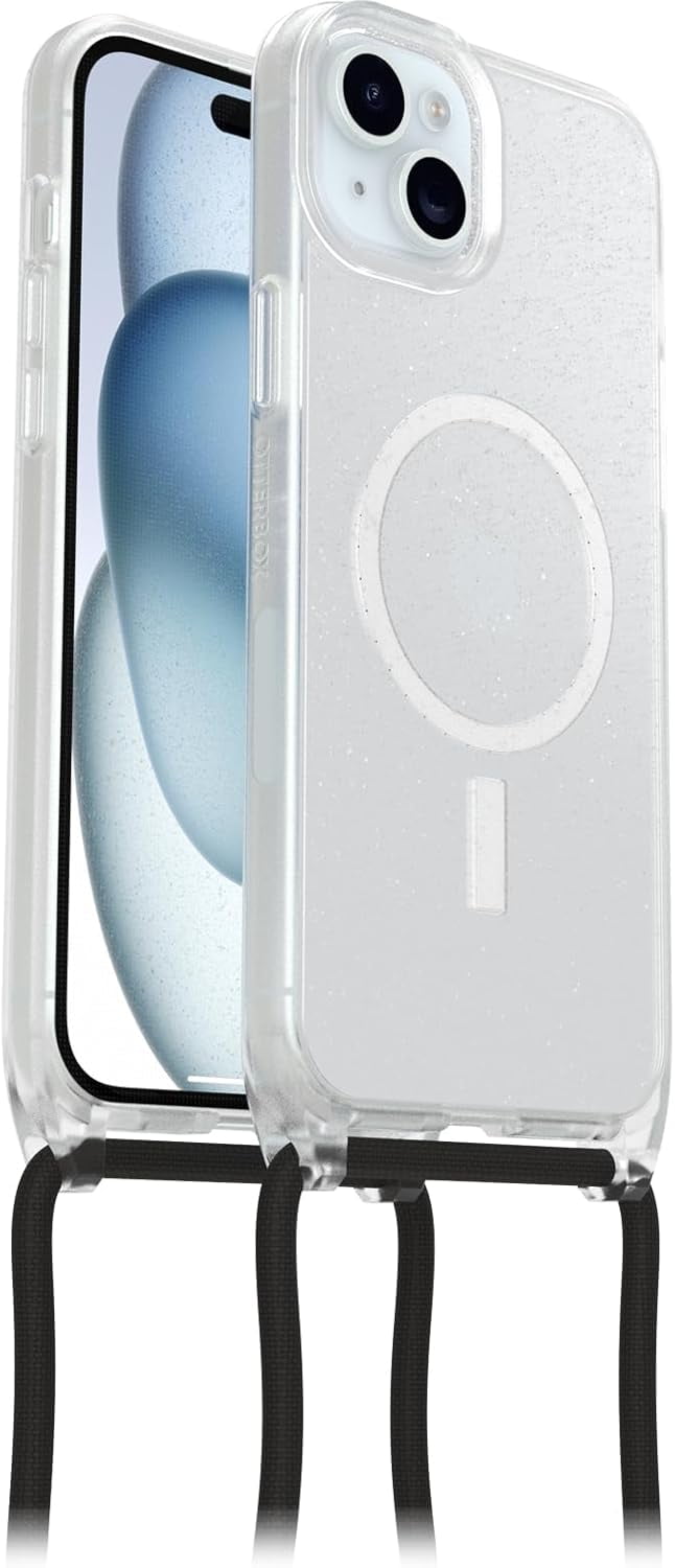 OtterBox React Necklace Case with MagSafe for iPhone 15 Plus and 14 Plus, Clear