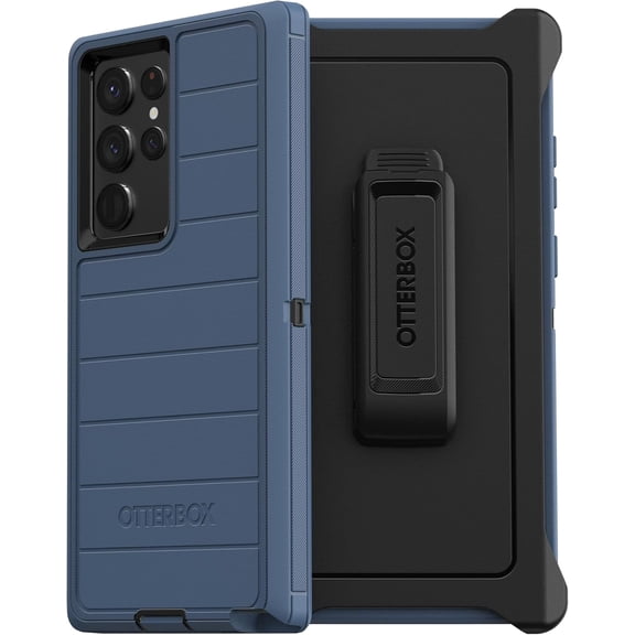 OtterBox Samsung Galaxy S22 Ultra (Only) - Defender Series Case - Dark Tide (Blue & Black) - Screenless - Rugged & Durable - with Port Protection - Holster Clip Included - Non-Retail Packaging