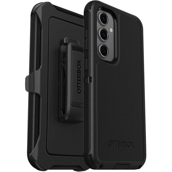 OtterBox Samsung Galaxy S24 FE (Only) Defender Series Case - Black - Holster Clip Included, Rugged & Durable, with Port Protection, Microbial Defense Protection, Non-Retail Packaging