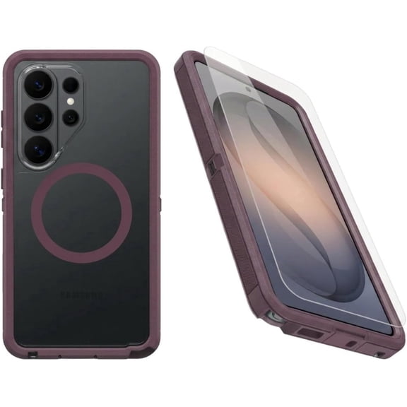 OtterBox Samsung Galaxy S26 Ultra (Only) Bundle: Defender Series XT Clear Case & Screen Protector - Purple Mystery - Built-in Magnets - Tough - Rugged & Durable