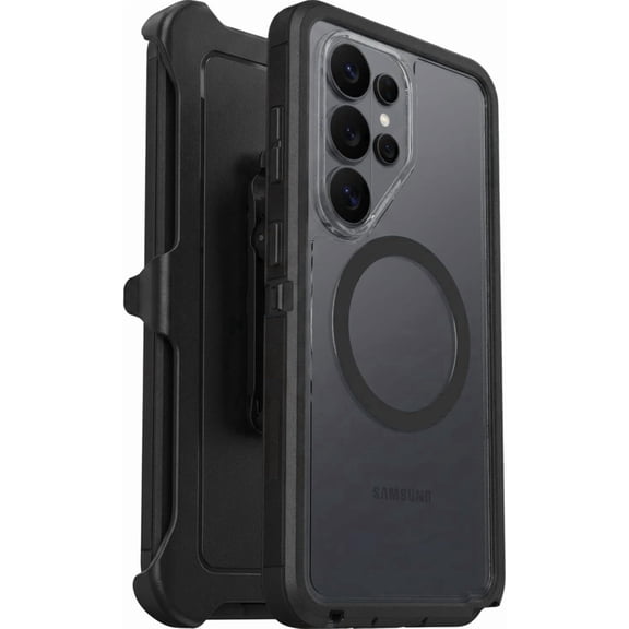 OtterBox Samsung Galaxy S26 Ultra (Only) - Defender Series XT Clear Case - Dark Side (Clear/Black) - Includes Holster Clip Kickstand - Built-in Magnets - Tough - Rugged & Durable