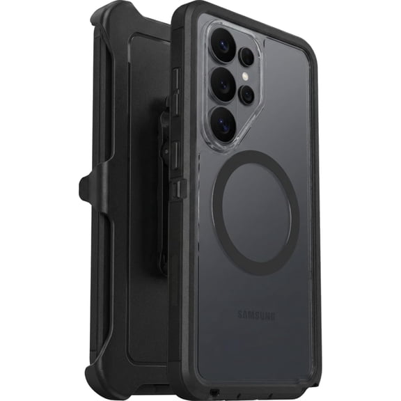 OtterBox Samsung Galaxy S26 Ultra (Only) - Defender Series XT Clear Case - Dark Side (Clear/Black) - Includes Holster Clip Kickstand - Built-in Magnets - Tough - Rugged & Durable