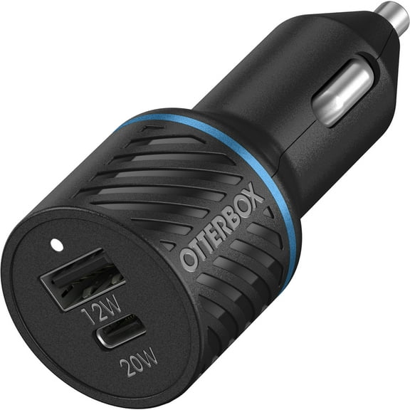 OtterBox Strive Series Dual Port 32W Car Charger - 20W Fast Charge USB-C and 12W USB-A - Blue Night