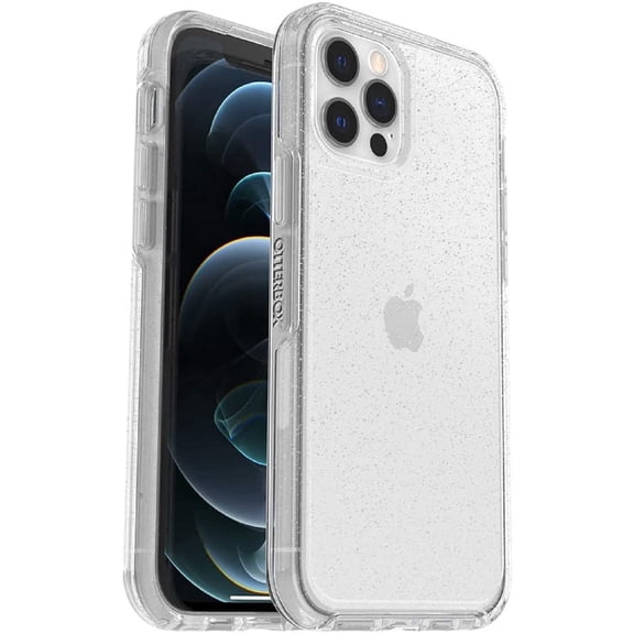 OtterBox Symmetry Back Cover Cell Phone Case for Apple iPhone 12 / 12Pro, Stardust Silver Flake