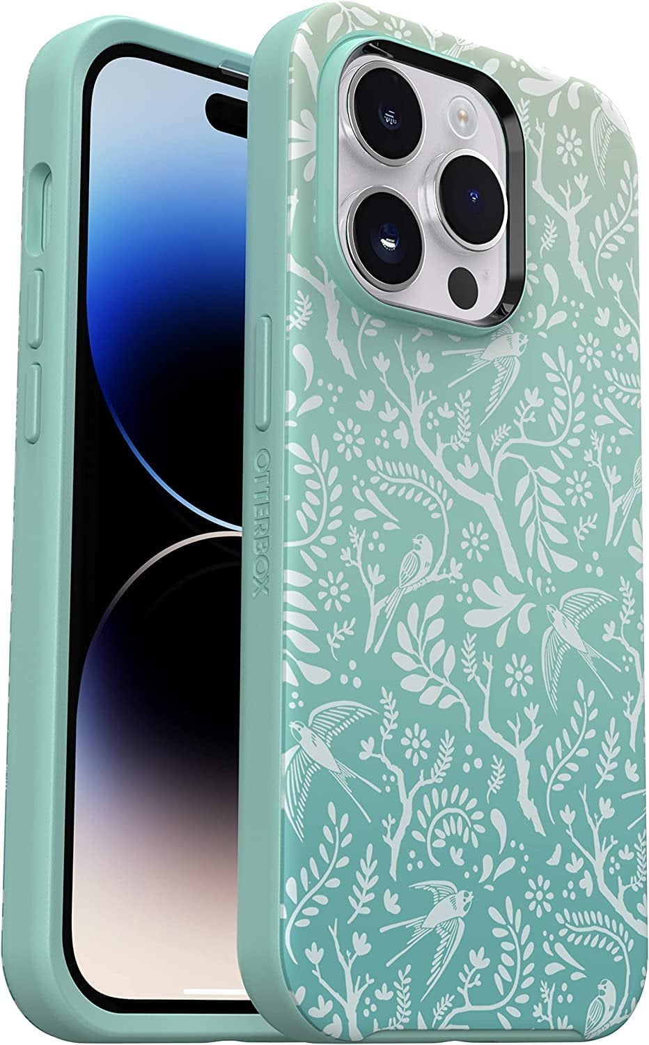 OtterBox Symmetry Series+ Antimicrobial Case with Magsafe for iPhone 14 Pro Only - Non-Retail Packaging - Feathers and Ferns Green