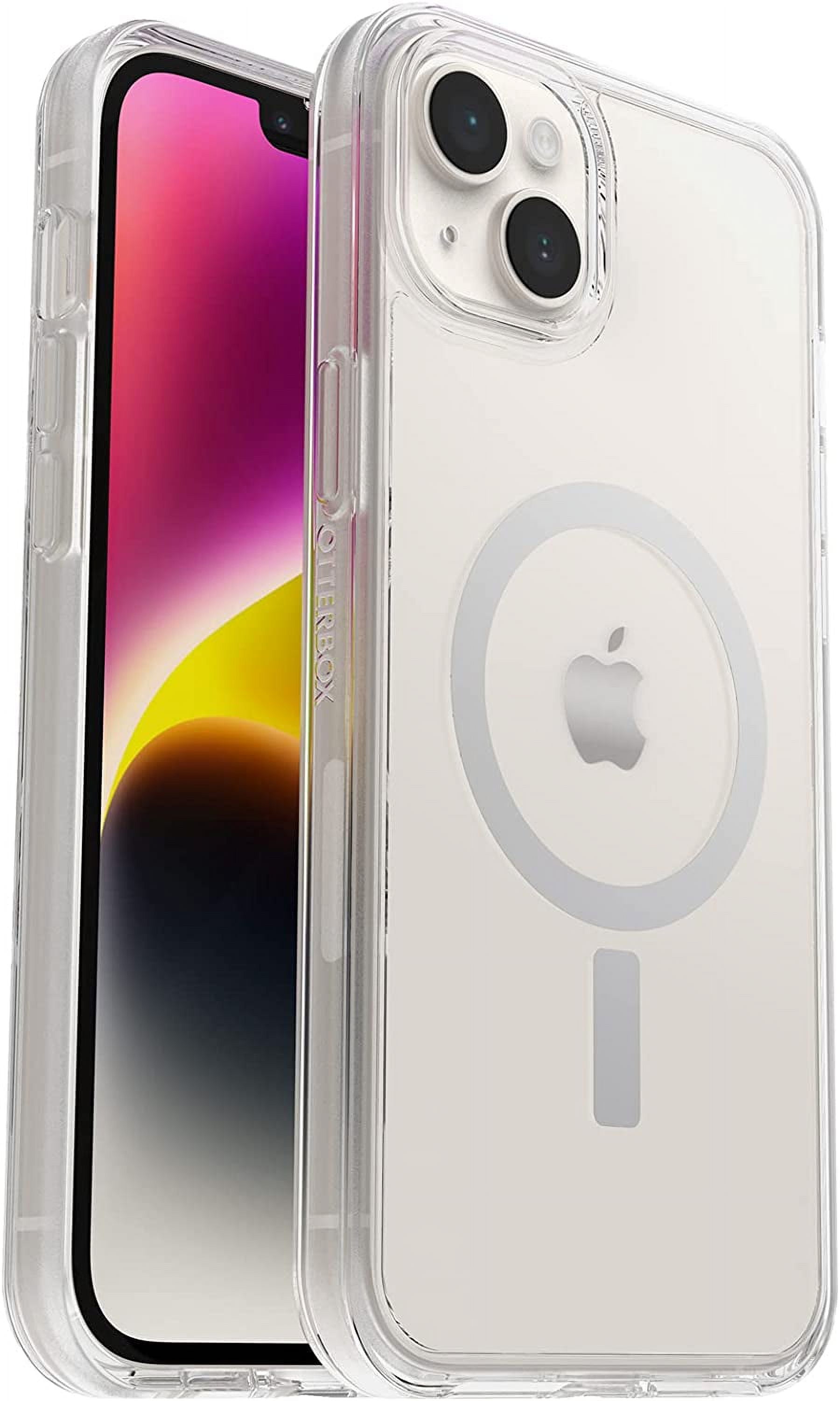 OtterBox Symmetry Series+ Case with MagSafe for iPhone 14 Plus \u0026 iPhone 15 Plus - Clear, ultra-sleek, snaps to MagSafe, raised edges protect camera \u0026 screen