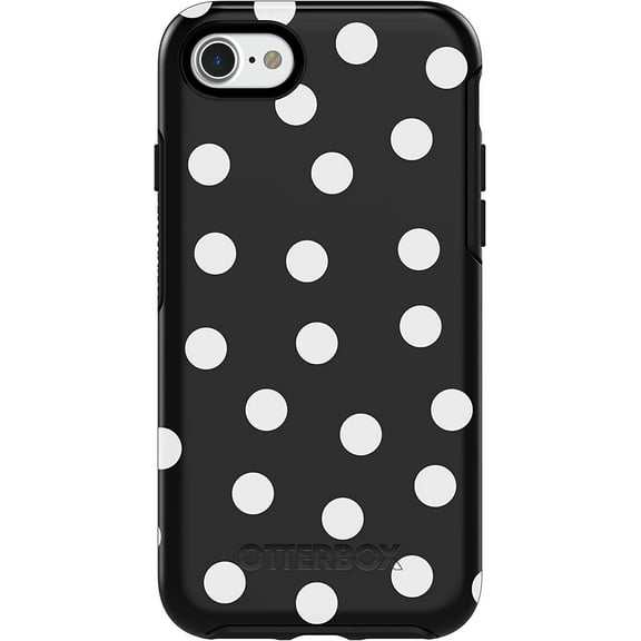 OtterBox Symmetry Series Case for iPhone SE 3rd and 2nd gen and iPhone 8/7 Only - Non-Retail Packaging - Date Night Black/White Polka Dot Graphic