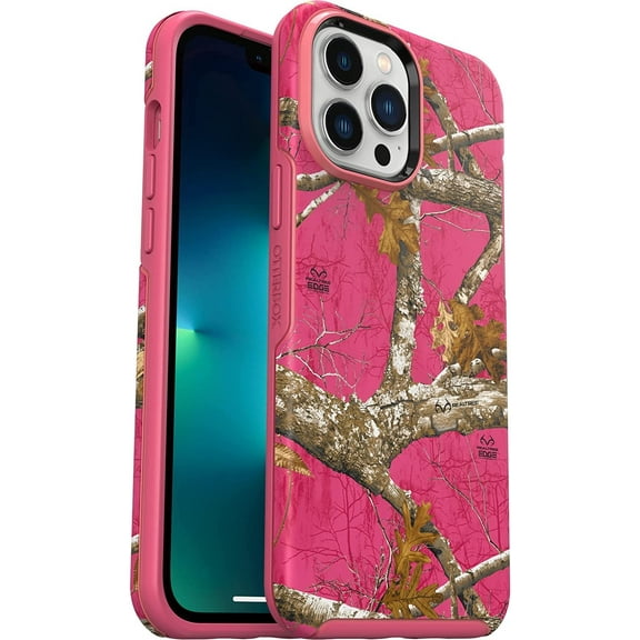OtterBox Symmetry Series+ Graphics Antimicrobial Case with MagSafe for iPhone 13 Pro Max - Realtree Flamingo Pink Camo