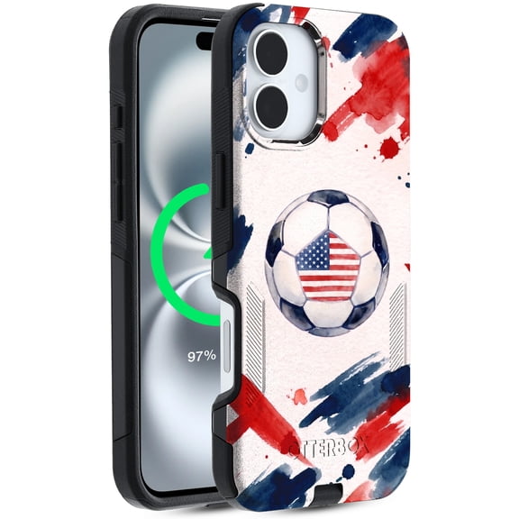 OtterBox Commuter Series iPhone 16 Plus Case, MagSafe Compatible, 3X Military Protection, USA Soccer Design