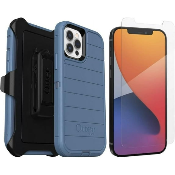OtterBox Holster Cell Phone Case with Zagg Screen Protector Apple iPhone 12 and iPhone 12 Pro, Blue