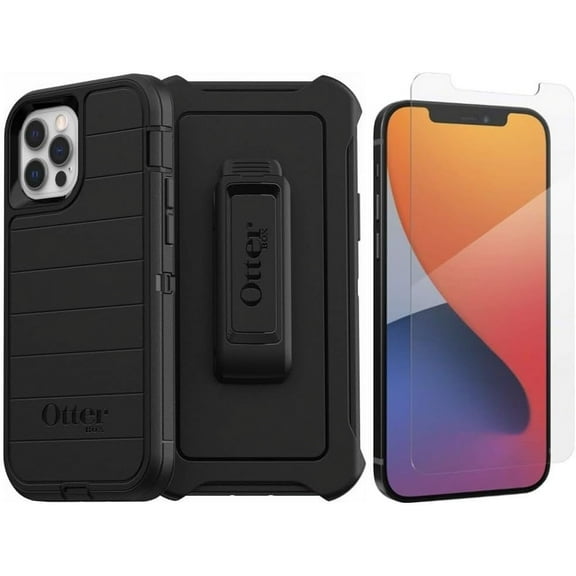 OtterBox Defender Holster Cell Phone Case with Holster Clip for Apple iPhone 12, Black