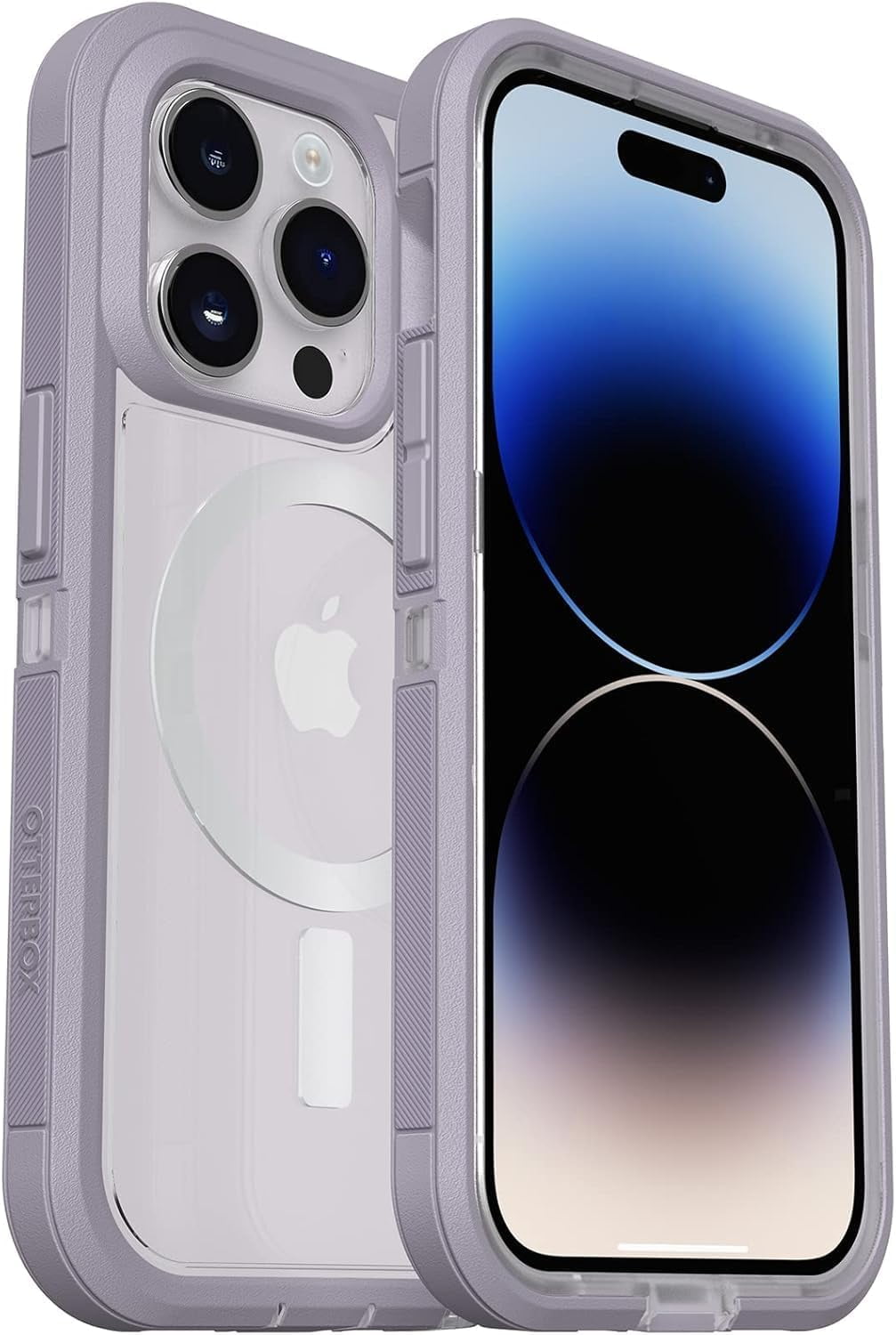 OtterBox iPhone 14 Pro Max (Only) - Defender Series XT Clear Case - Lavender Sky (Purple/Clear) - Screenless - Rugged - Snaps to MagSafe - Lanyard Attachment - Non-Retail Packaging