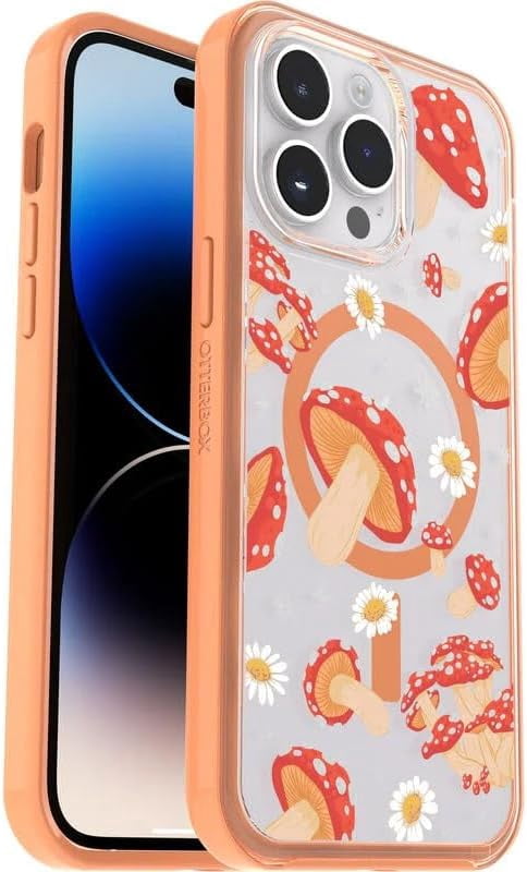 OtterBox iPhone 14 Pro Max (Only) Symmetry Clear Series+ Case - Fungi (Orange) - Ultra-Sleek - Snaps to MagSafe - Raised Edges Protect Camera & Screen - Non-Retail Packaging