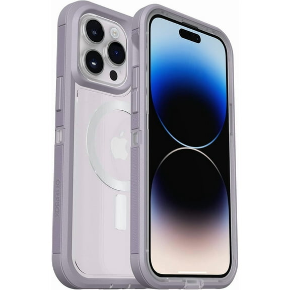 OtterBox iPhone 14 Pro (Only) - Defender Series XT Case - Lavender Sky (Purple/Clear) - Screenless - Rugged - Snaps to MagSafe - Lanyard Attachment - Non-Retail Packaging