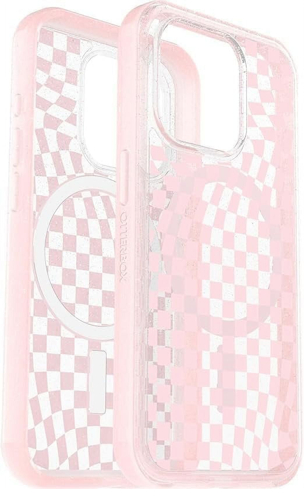 OtterBox iPhone 14 Pro Only - Symmetry Clear Series+ Case - Checkmate Pink - Ultra-Sleek - Snaps to MagSafe - Raised Edges Protect Camera & Screen - Non-Retail Packaging