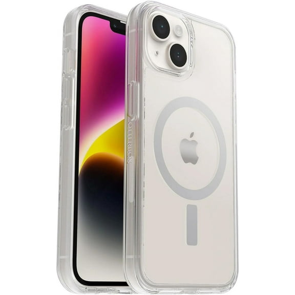 OtterBox iPhone 14 & iPhone 13 Only - Symmetry Clear Series+ Case - Clear - Ultra-Sleek - Snaps to MagSafe - Raised Edges Protect Camera & Screen - Non-Retail Packaging