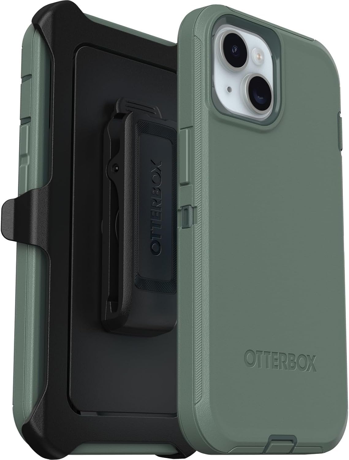 OtterBox iPhone 15, iPhone 14, & iPhone 13 Only - Defender Series Case - Forest Ranger Green - Screenless - Rugged & Durable - with Port Protection - Holster Clip Includes - Non-Retail Packaging