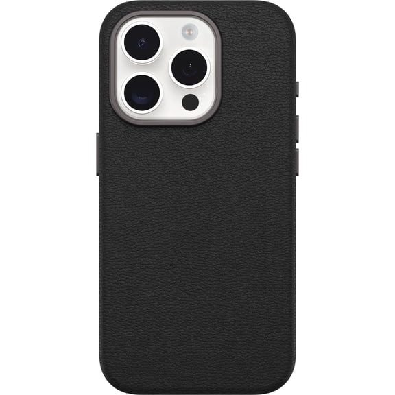 OtterBox iPhone 15 Pro Case with Cactus Leather, MagSafe, 3X Drop Protection (Noir Ash)