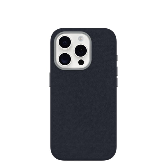 OtterBox iPhone 15 Pro Case with Cactus Leather, MagSafe, 3X Drop Protection (Riverside Blue)