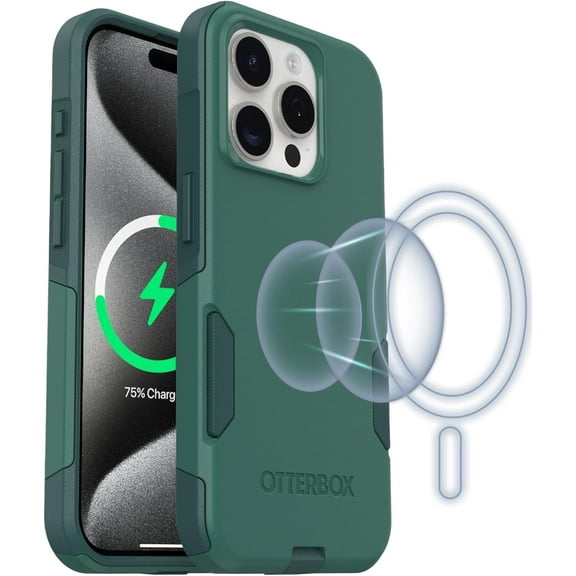 OtterBox iPhone 15 Pro Commuter Series Case - MagSafe Edition - Green, Slim & Tough, Pocket-Friendly, with Port Protection
