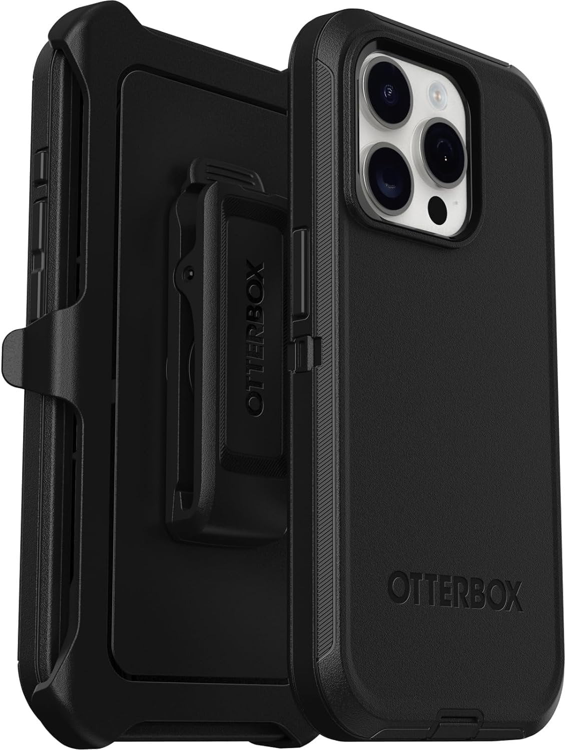 OtterBox iPhone 15 Pro Only - Defender Series Case - Black - Screenless - Rugged & Durable - with Port Protection - Holster Clip Includes - Non-Retail Packaging
