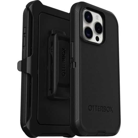 OtterBox iPhone 15 Pro Only - Defender Series Case - Black - Screenless - Rugged & Durable - with Port Protection - Holster Clip Includes - Non-Retail Packaging