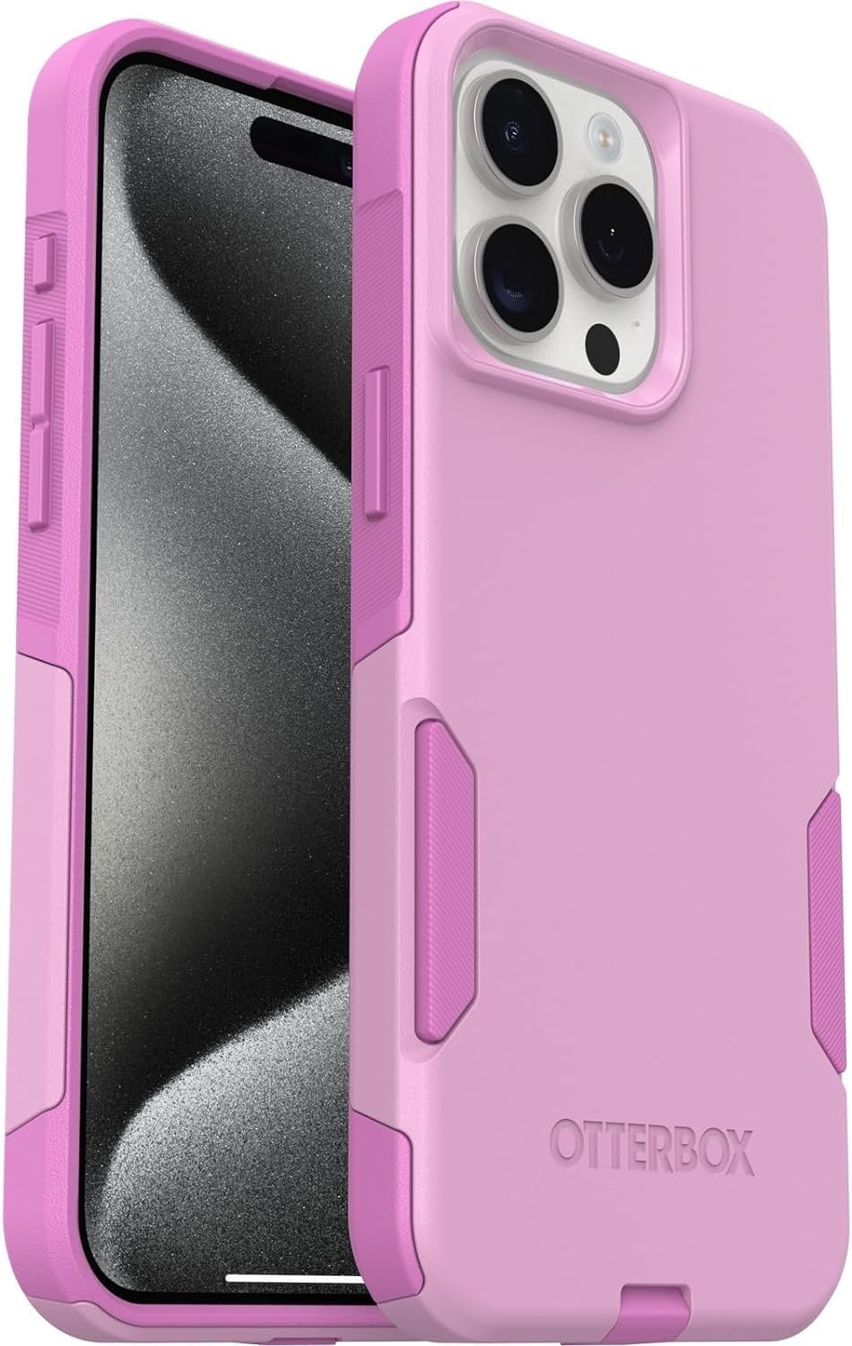 OtterBox iPhone 15 Pro Max Only - Commuter Series Case - Run Wildflower Pink - Slim & Tough - Pocket-Friendly - with Port Protection - Non-Retail Packaging