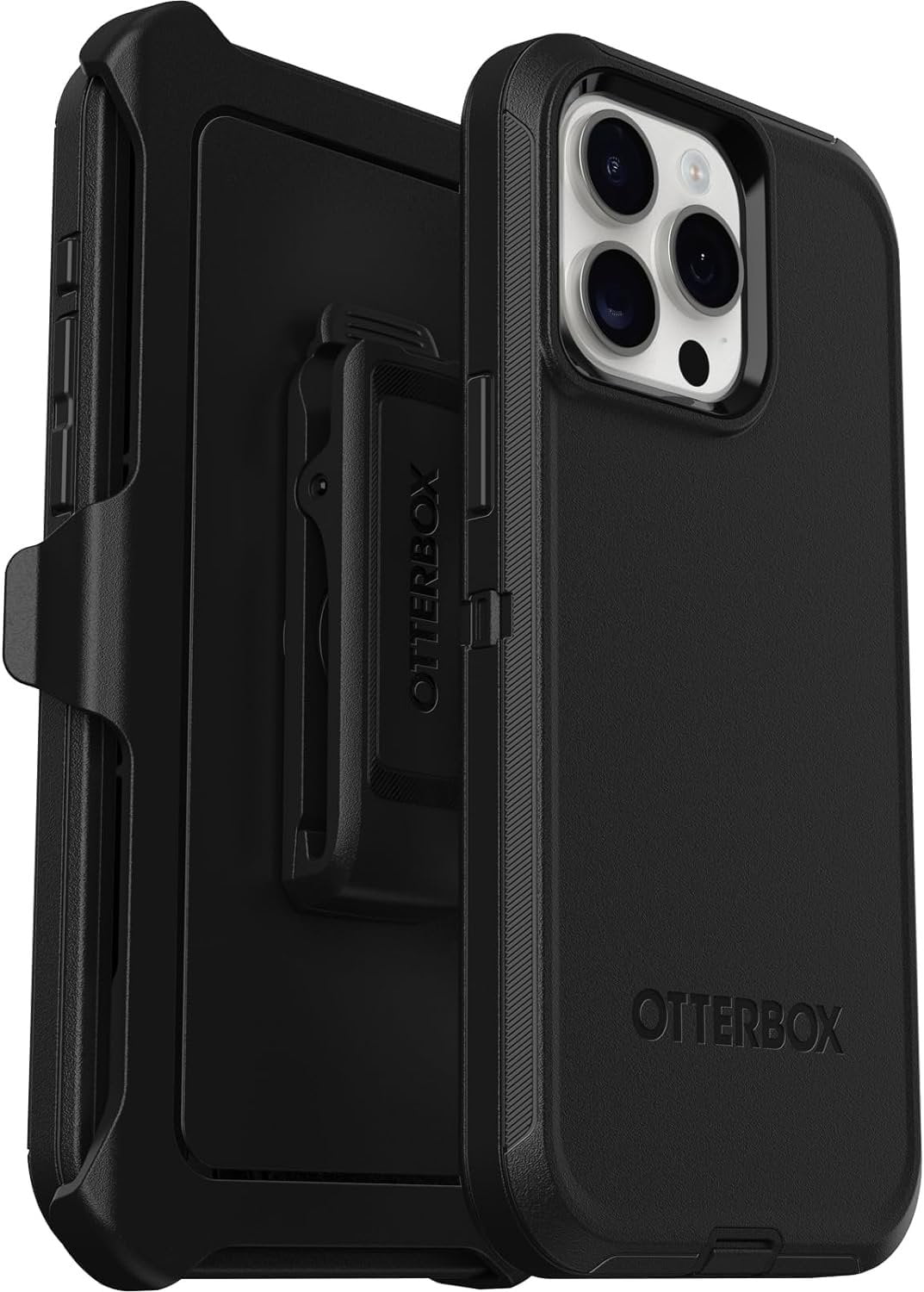 OtterBox iPhone 15 Pro Max Only - Defender Series Case - Black - Screenless - Rugged & Durable - with Port Protection - Holster Clip includes - Non-Retail Packaging