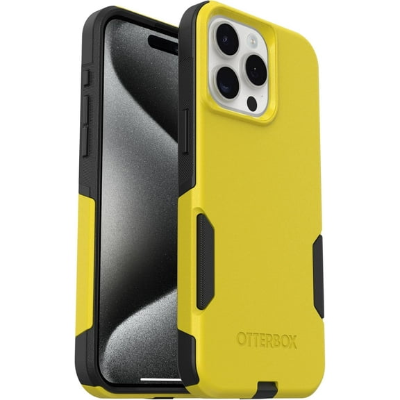 OtterBox iPhone 15 Pro Max (Only) - Commuter Series Case - Night (Black & Yellow) - Slim & Tough - Pocket-Friendly - with Port Protection - Non-Retail Packaging