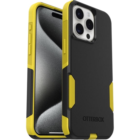 OtterBox iPhone 15 Pro Max (Only) - Commuter Series Case - Night Rever (Yellow & Black) - Slim & Tough - Pocket-Friendly - with Port Protection - Non-Retail Packaging