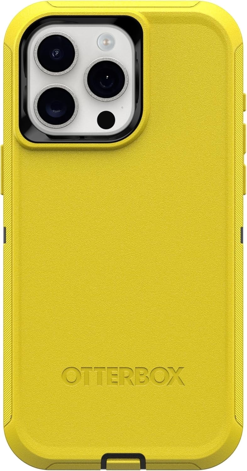 OtterBox iPhone 15 Pro Max (Only) - Defender Series Case - Night Reverse (Yellow & Black) - Case Only - Screenless - Rugged & Durable - with Port Protection - Non-Retail Packaging