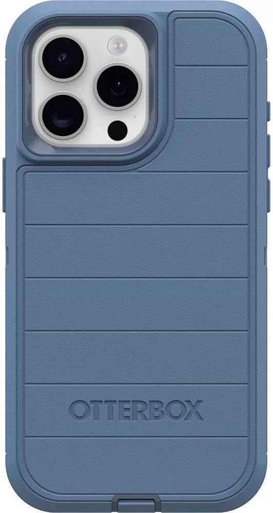 OtterBox iPhone 15 Pro Max (Only) - Defender Series Pro Case - Baby Blue Jeans (Blue) - Case Only - Screenless - Rugged & Durable - with Port Protection