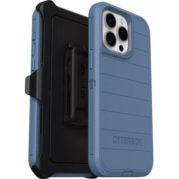 OtterBox iPhone 15 Pro Max (Only) - Defender Series Pro Case - Baby Blue Jeans (Blue) - Screenless - Rugged & Durable - with Port Protection - Holster Clip Includes