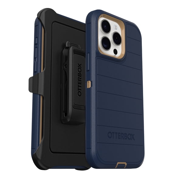 OtterBox iPhone 15 Pro Max (Only) - Defender Series Pro Case - Blue Suede Shoes - Screenless - Rugged & Durable - with Port Protection - Holster Clip Includes