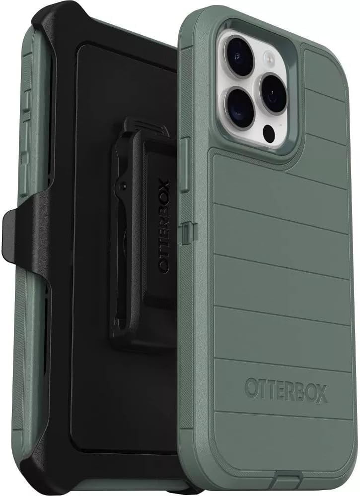 OtterBox iPhone 15 Pro Max (Only) - Defender Series Pro Case - Forest Ranger (Green) - Screenless - Rugged & Durable - with Port Protection - Holster Clip Includes