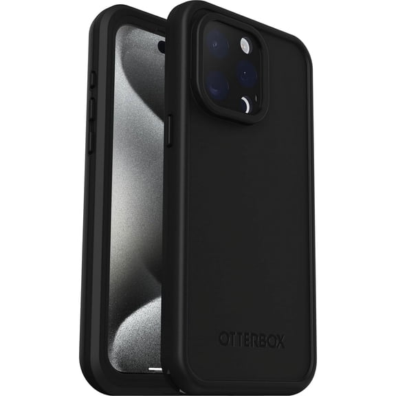 OtterBox iPhone 15 Pro Max (Only) FRĒ Series Waterproof Case with MagSafe (Designed by LifeProof) - Black - Waterproof, 60% Recycled Plastic - Sleek and Stylish