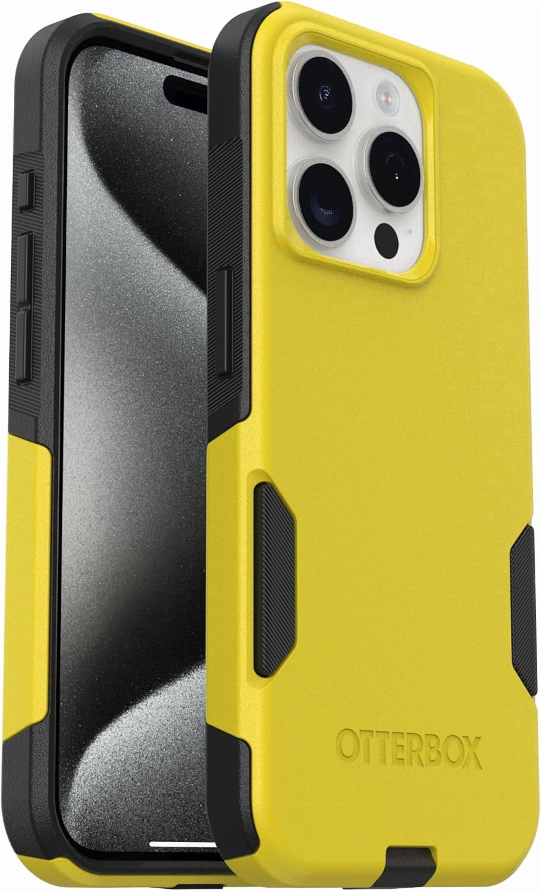 OtterBox iPhone 15 Pro (Only) - Commuter Series Case - Night (Black & Yellow) - Slim & Tough - Pocket-Friendly - with Port Protection - Non-Retail Packaging