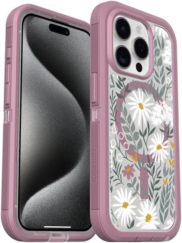 OtterBox iPhone 15 Pro (Only) - Defender Series XT Clear Case - Orchid Advice (Clear/Purple) - Screenless, Rugged - Snaps to MagSafe - Lanyard Attachment - Non-Retail Packaging
