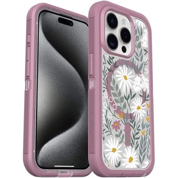OtterBox iPhone 15 Pro (Only) - Defender Series XT Clear Case - Orchid Advice (Clear/Purple) - Screenless, Rugged - Snaps to MagSafe - Lanyard Attachment - Non-Retail Packaging