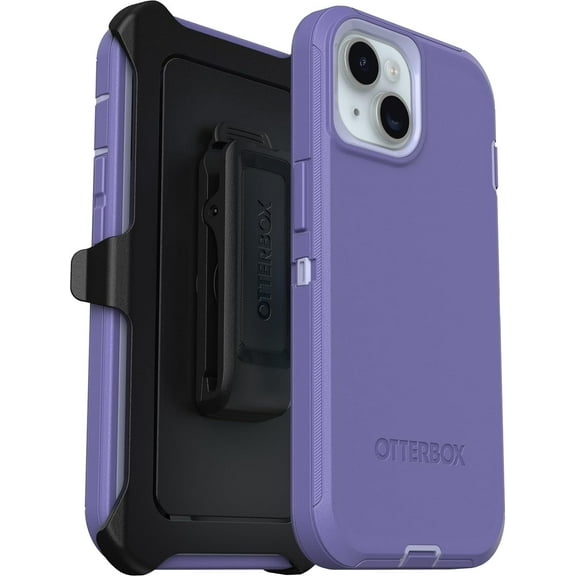 OtterBox iPhone 15, iPhone 14, & iPhone 13 (Only) Defender Series Case - Mountain Majesty (Purple) - Screenless - Rugged & Durable - with Port Protection - Holster Clip Includes -Non-Retail Packaging