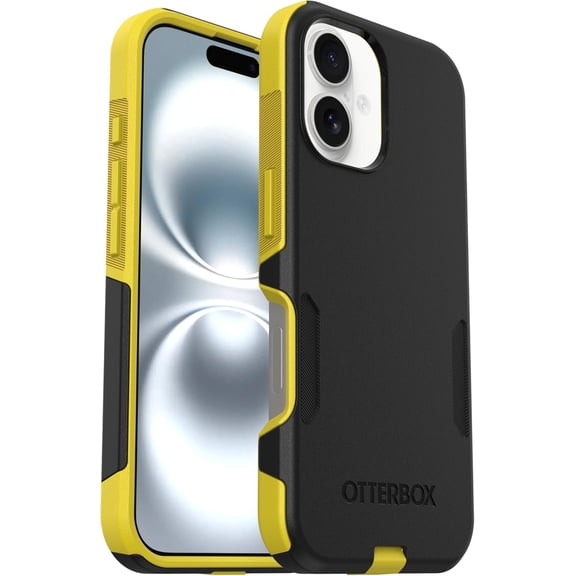 OtterBox iPhone 16 (Only) - Commuter Series MagSafe Case - Night (Black & Yellow) - Built-in Magnets - Slim & Tough - Pocket-Friendly - with Port Protection - Non-Retail Packaging