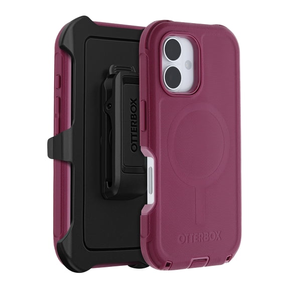 OtterBox iPhone 16 (Only) - Defender Series MagSafe Case - Foxberry (Pink) - Holster Clip Included - Built-in Magnets - Screenless - Rugged & Durable - with Port Protection - Non-Retail Packaging