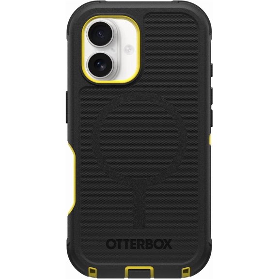 OtterBox iPhone 16 (Only) - Defender Series MagSafe Case - Night Rever (Yellow & Black) - Case Only - Built-in Magnets - Screenless - Rugged & Durable - with Port Protection - Non-Retail Packaging