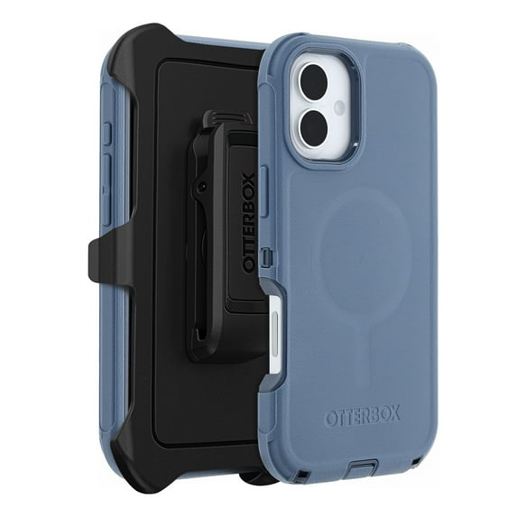 OtterBox iPhone 16 Plus (Only) - Defender Series MagSafe Case - Baby Blue Jeans (Blue) - Holster Clip Included - Built-in Magnets - Screenless - Rugged & Durable - with Port Protection - Non-Retail