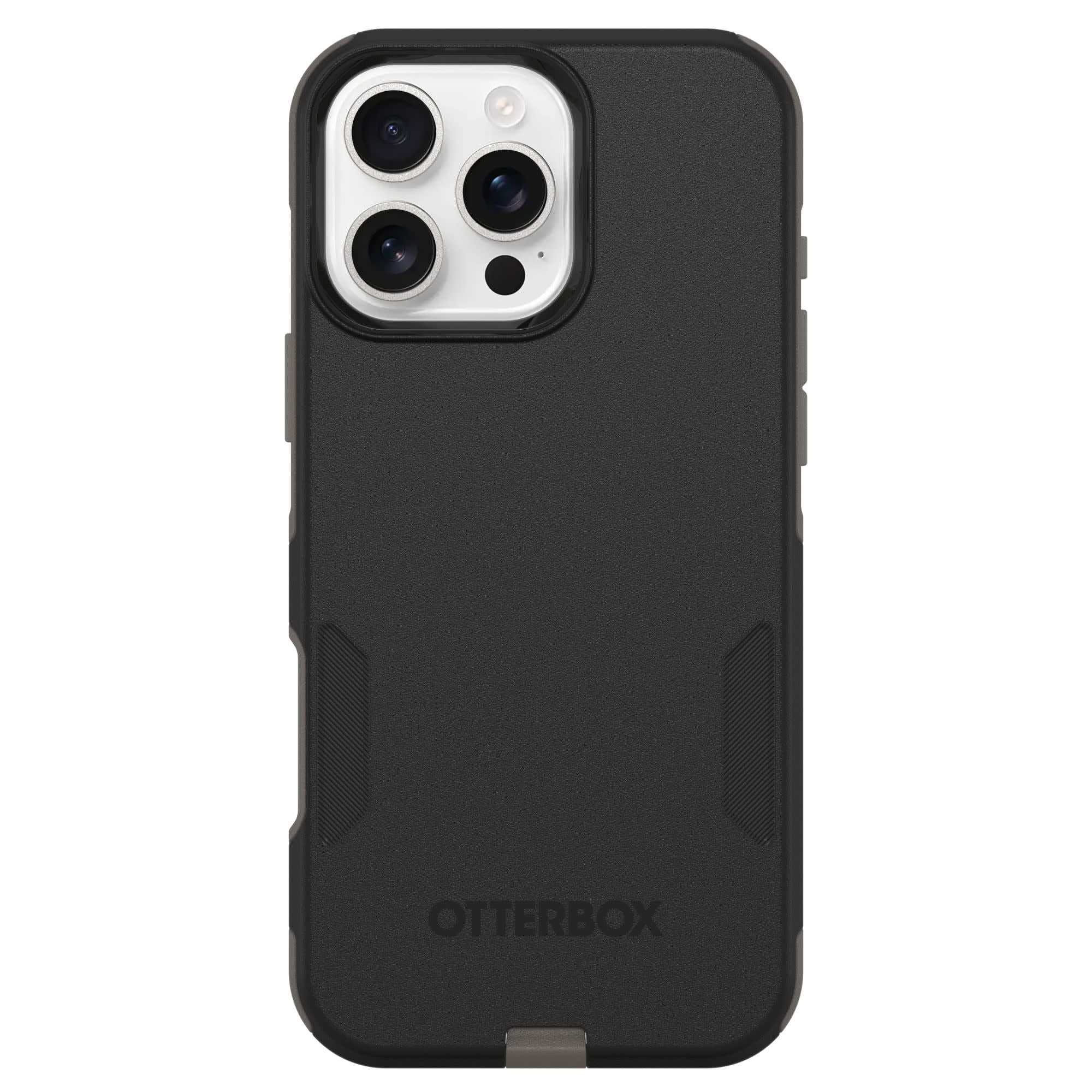 OtterBox iPhone 16 Pro Max (Only) – Commuter Series Case – Built-In MagSafe – Thin, Dual-Layer, Pocket-Friendly, Port Cover – Black Ash (Black/Grey)