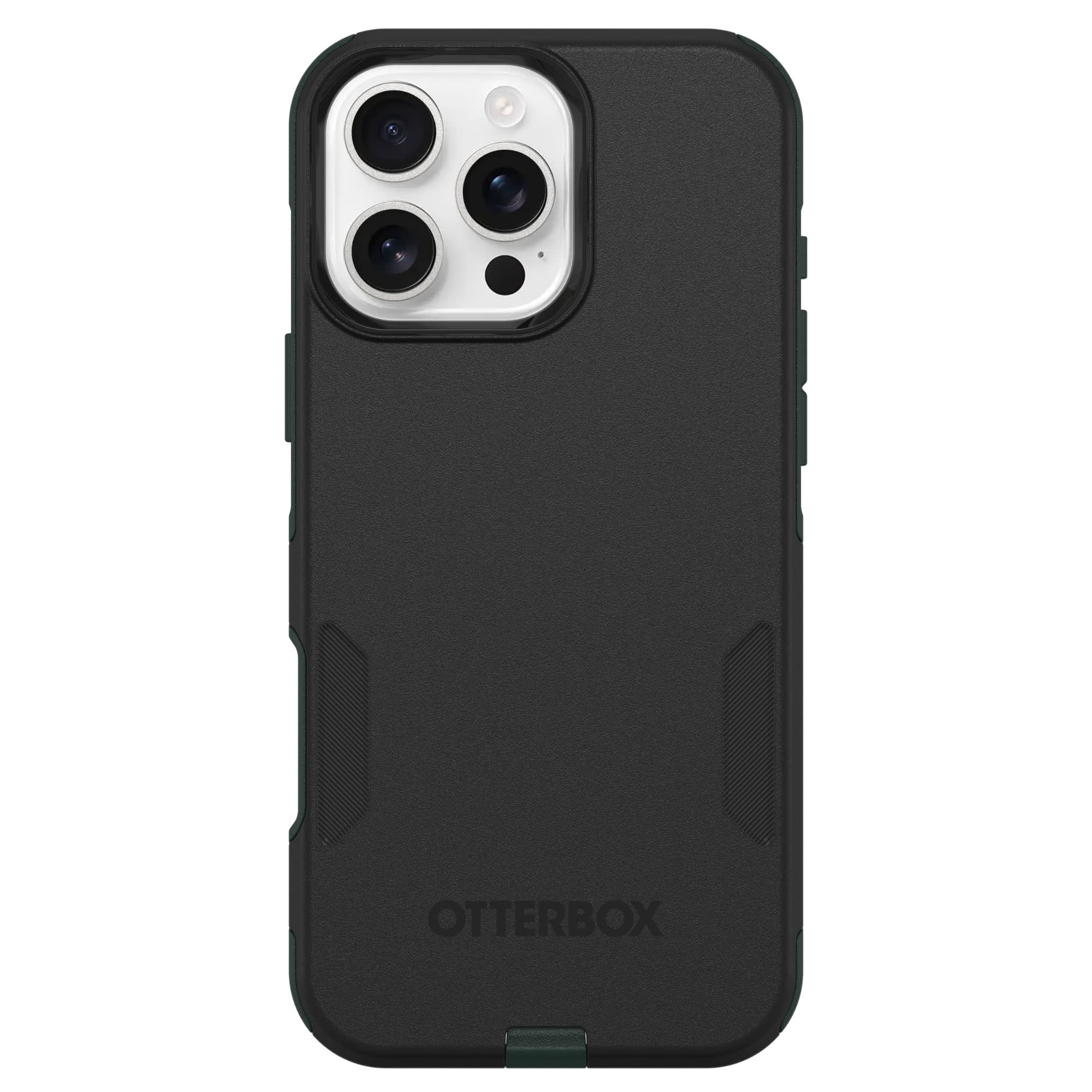 OtterBox iPhone 16 Pro Max (Only) – Commuter Series Case – Built-In MagSafe – Thin, Dual-Layer, Pocket-Friendly, Port Cover – Forest Night (Black/Green)