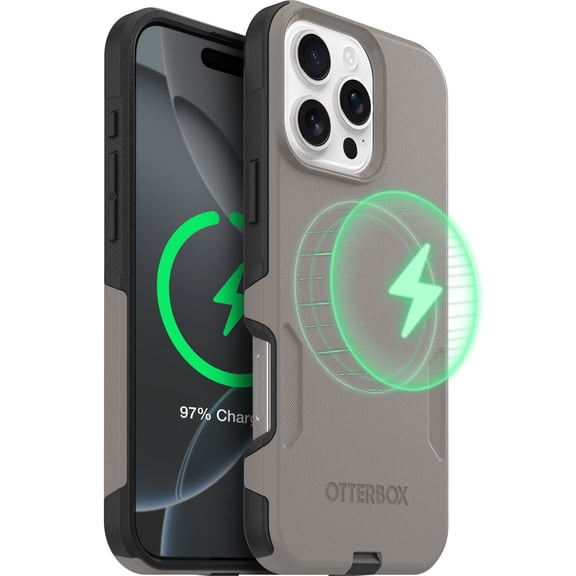 OtterBox Commuter MagSafe Case for iPhone 16 Pro Max – Pompeii Grey – Slim, Shockproof, Dual Layer Drop Protection